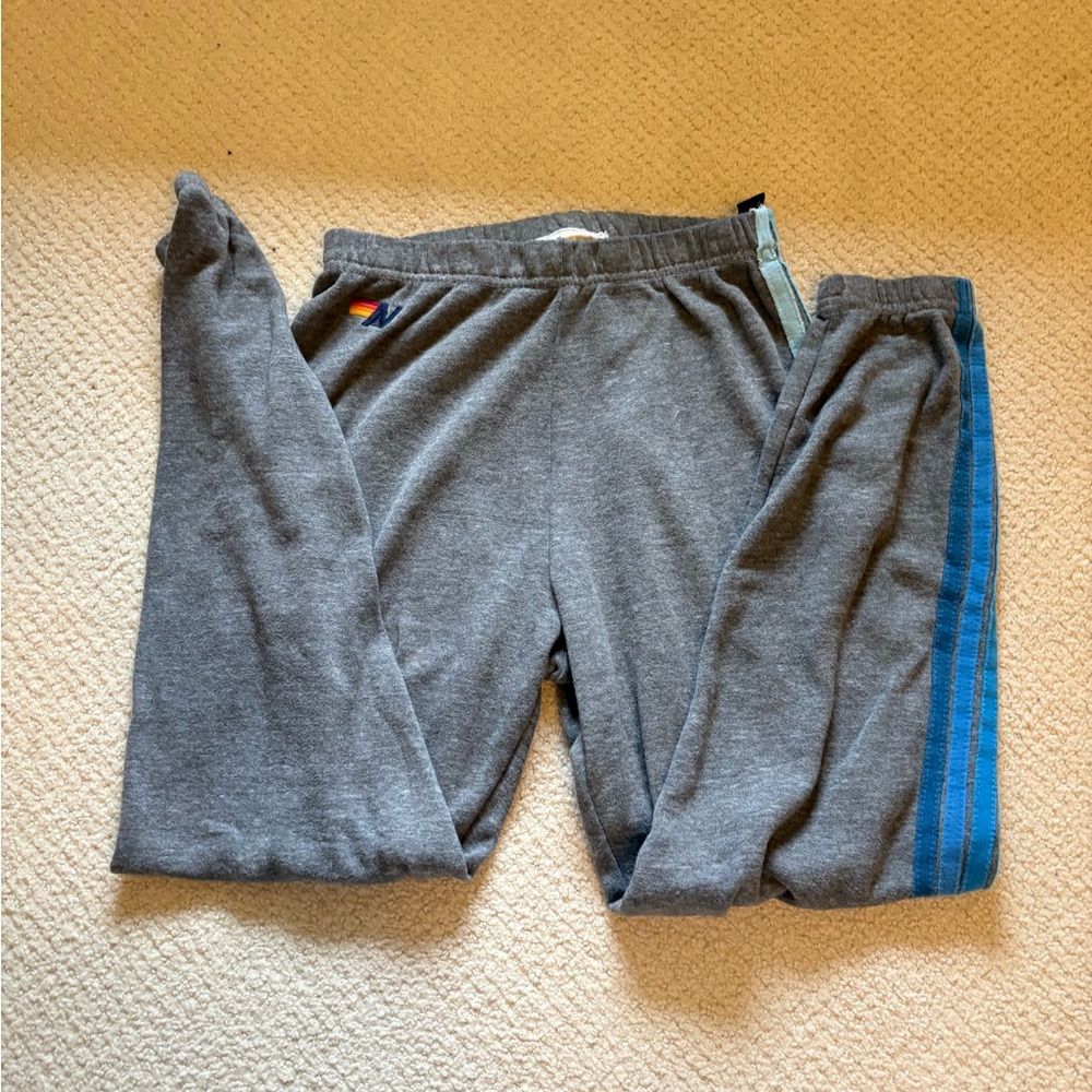 Aviator Nation Gray Sweatpants with Blue stripes